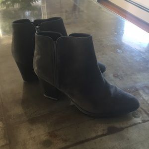 Black leather booties